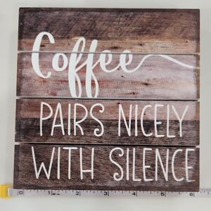 Wooden Coffee Sign with White Text